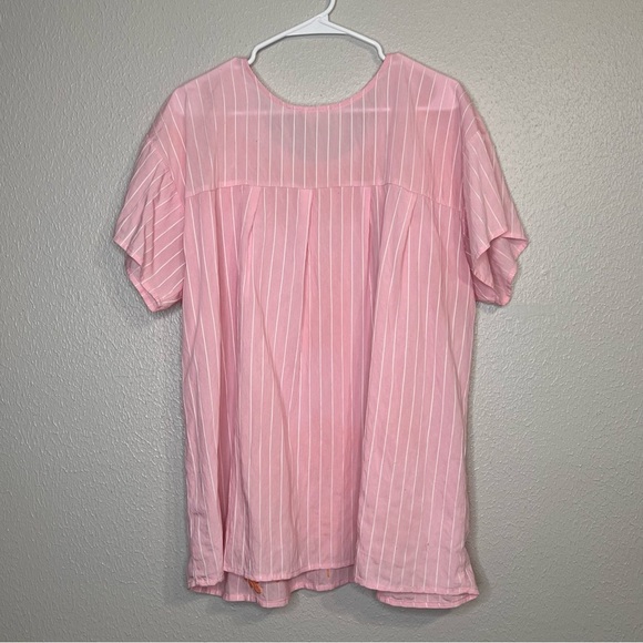 Layerz Clothing Womens Size 2XL Pink Striped Orange Embroidered Shirt Top - Picture 9 of 11